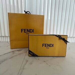 Fendi shopping bag and box with black ribbon